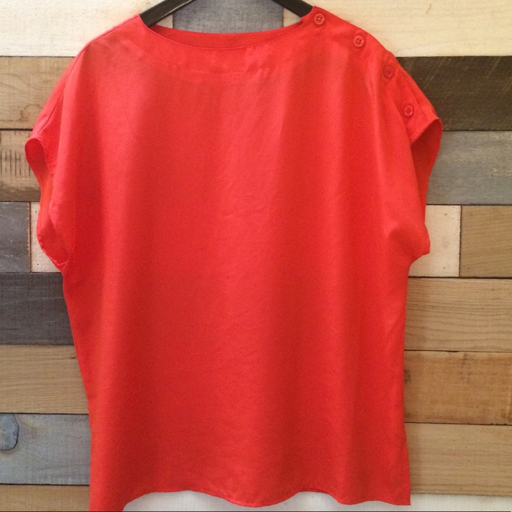 Vintage Orange Top with Cute Button Detail, sz 12